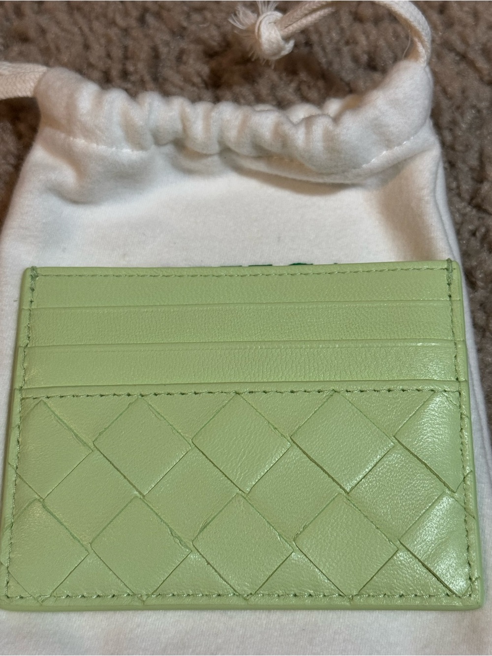 Bottega Veneta Light Green Intrecciato Card Holder